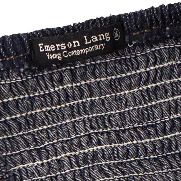 EMERSON LANG DENIM BUSTIER FIT AND FLARE STRAPLESS FESTIVAL COQUETTE GLAM MEDIUM - Picture 3 of 5